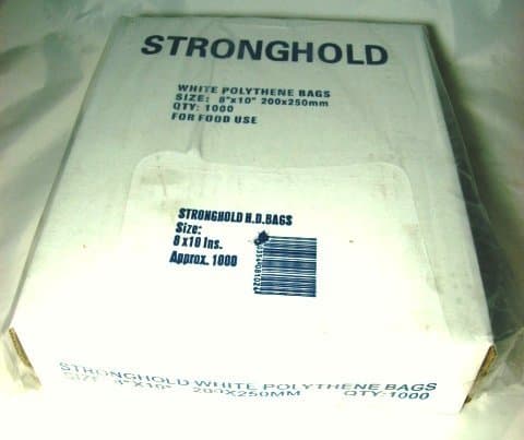 1000 x White Counter Bags 8" x 10" (200mm x 250mm) 12 Micron Boxed (free P&P on all products)