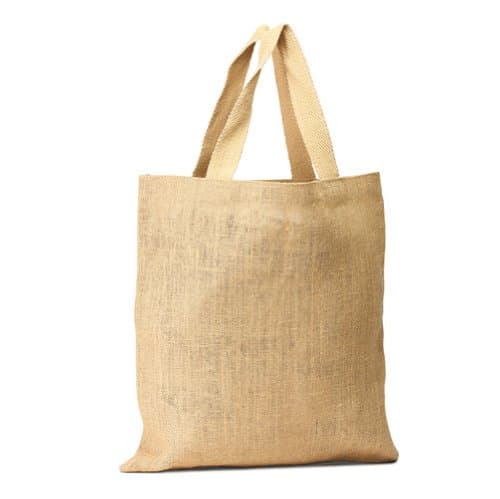 Pack of 3 UnLaminatedJute Bag Natural Tote bag with cotton webbed handles all natural color size 16"W X 15"H CarryGreen Bags