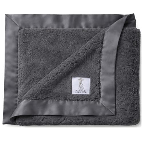 Little Giraffe Baby Blanket - Luxe Soft Blanket with Satin Trim - Baby Stroller Blanket - Newborn Baby Essentials & Baby Gifts - 29x35" - Charcoal