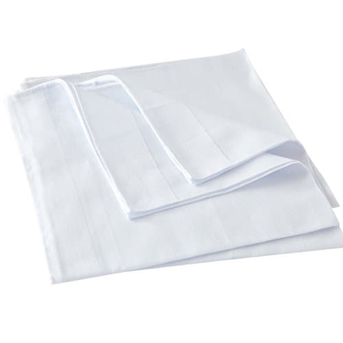Men's Handkerchiefs,100% Soft Cotton,White Hankie (6 Pieces)