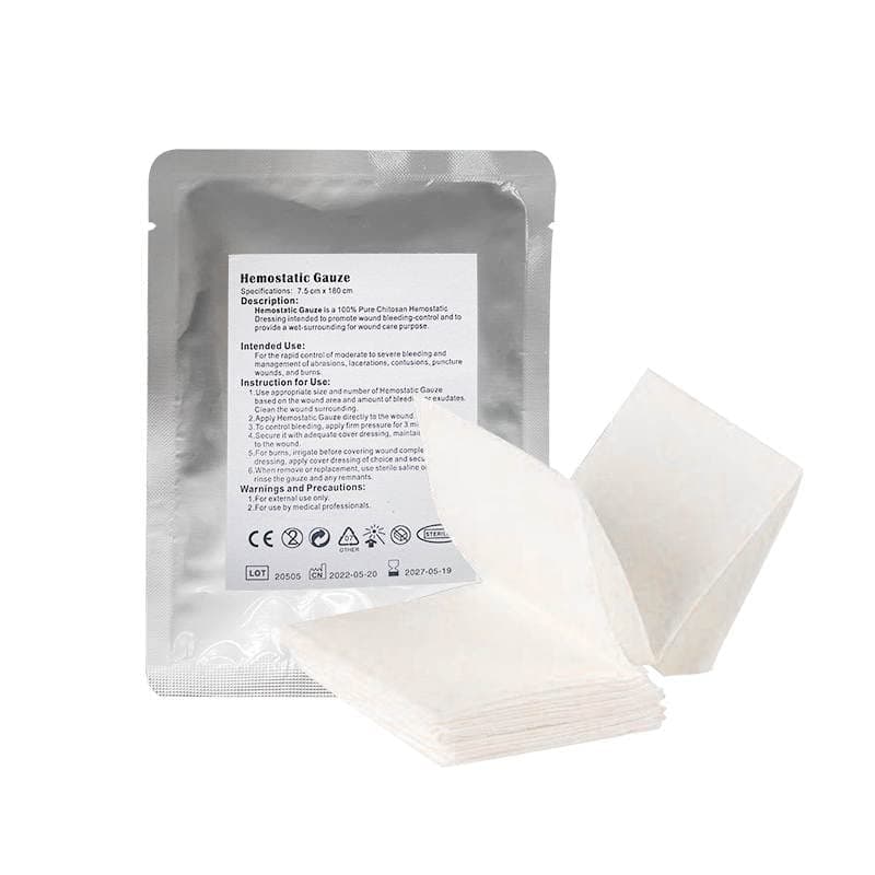 Hemostatic Chitosan Z-Fold Sterile Gauze 7.5 cm x 180 cm (3 inches x 5.9 ft) for Bleeding Emergencies