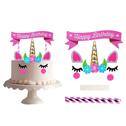 Cake Toppers-Unicorn Birthday Cake Toppers Set-Unicorn Party Decoration for Baby Birthday Party