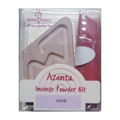 Azenta Incense Powder and Stone Incense Burner Starter Kit ~ 30 Minute Diamond Burner & Rose Incense Powder