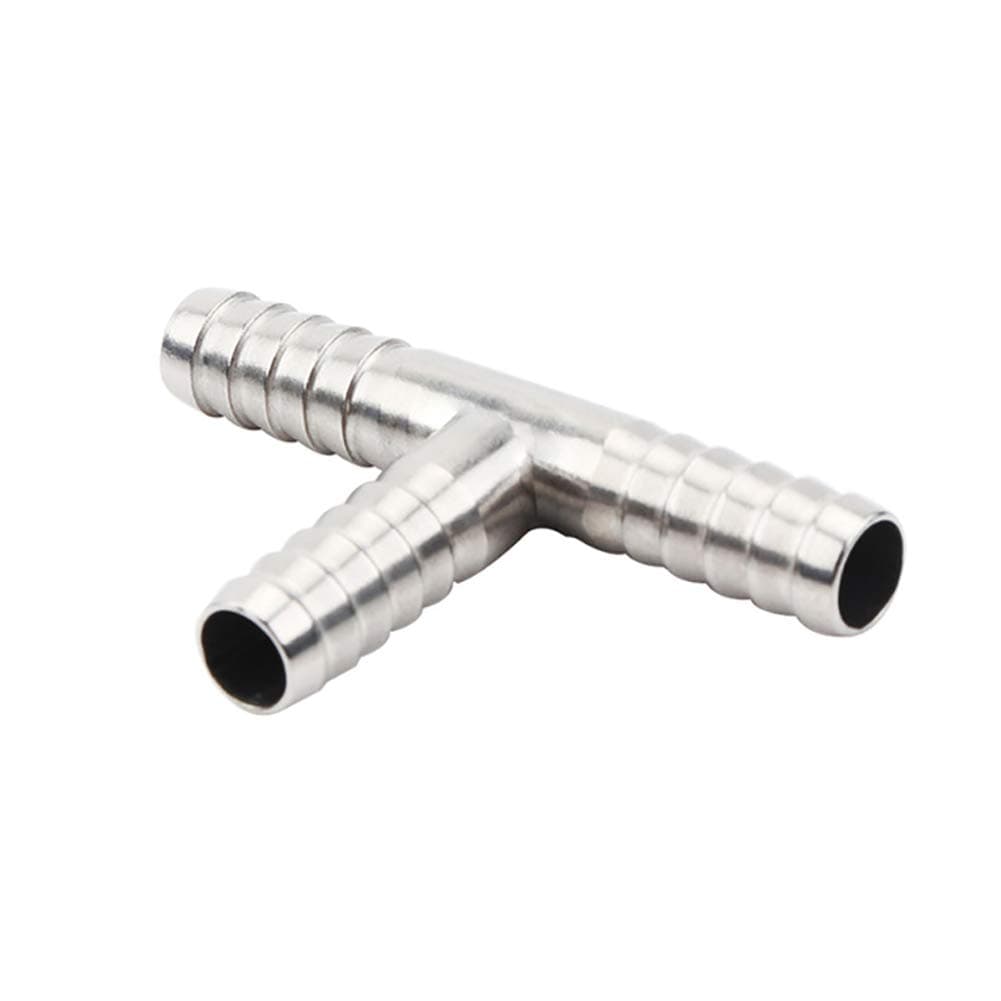 Beduan Stainless Steel 1" Hose Barb, 3 Way Tee T Shape Barbed Co2 Splitter Fitting