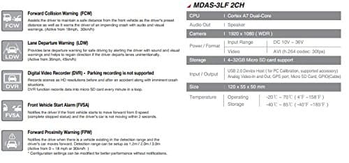 ADAS-Advanced Driver Assistance System with Forward Collision Warning(FCW)+Lane Departure Warning(LDW)+DVR(HD Camera)+Indicator+Video Output Option, Suit Cars, SUV, Truck, Bus, Van and Fleets