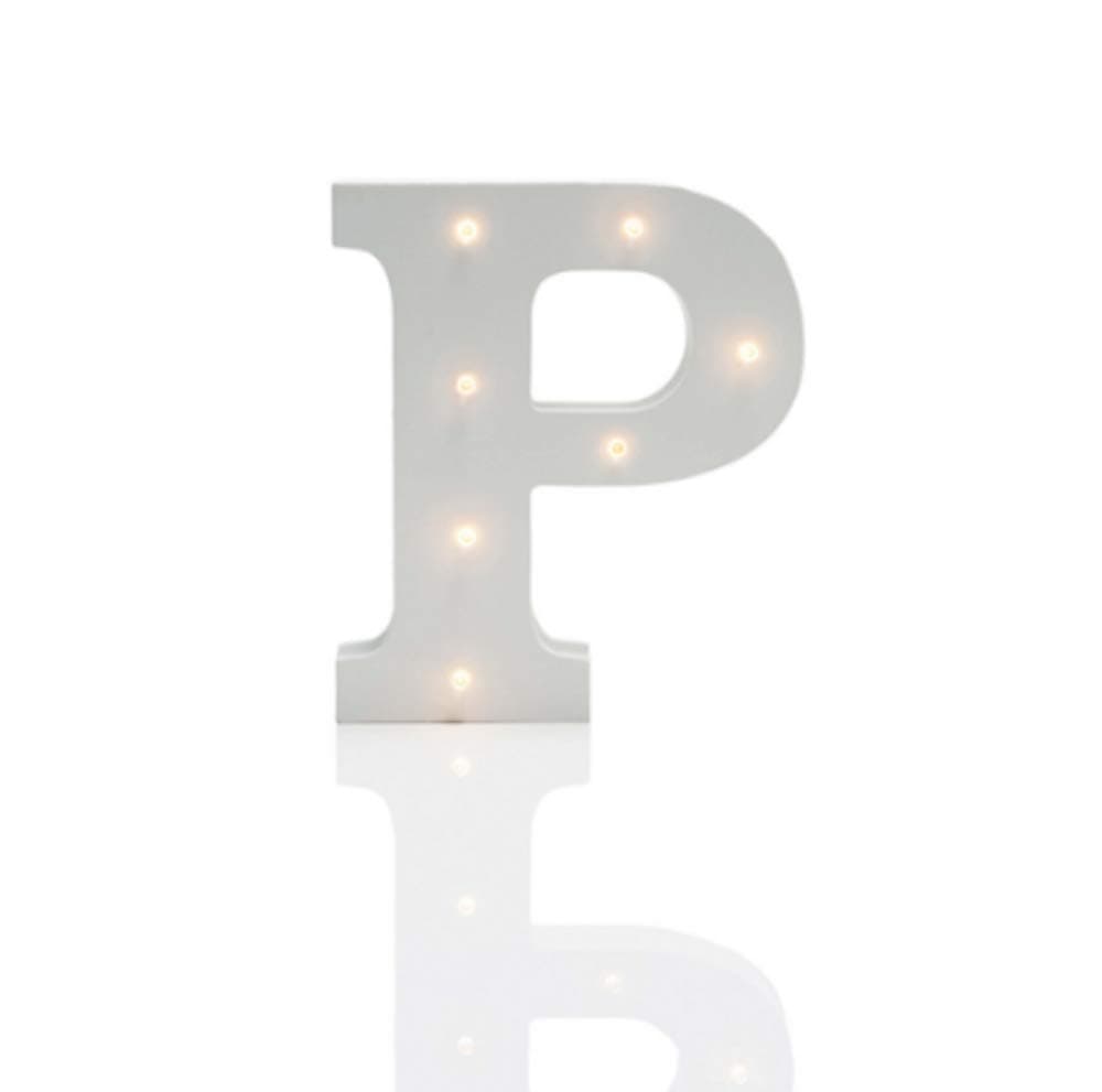 Light Box Letters by Up in Lights - White Wooden Light Up Letters - Alphabet LED Letter Lights for Room Decor, Parties & Festivals - Ideal Light Up Present for Birthdays, Weddings & More - Letter P