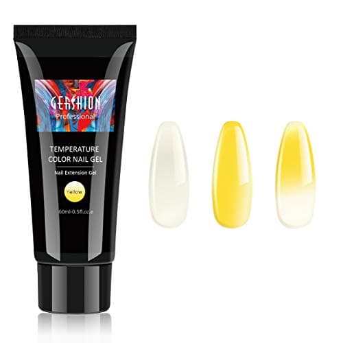Gershion Poly Nail Extension Gel Yellow 60ML 2.02oz Temperature Color Changing Nail Extension Gel Color Change Nail Enhancement Builder Gel