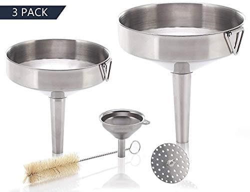 Funnel - 3 Piece Set with Detachable Strainer - 18/8 Stainless Steel - by Creative Lifestyles