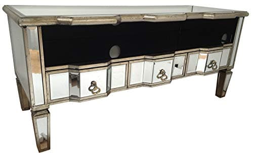 Interiors In Vogue Widescreen Mirrored TV Media Unit 3 Drawer Cabinet Retro Venetian Glass