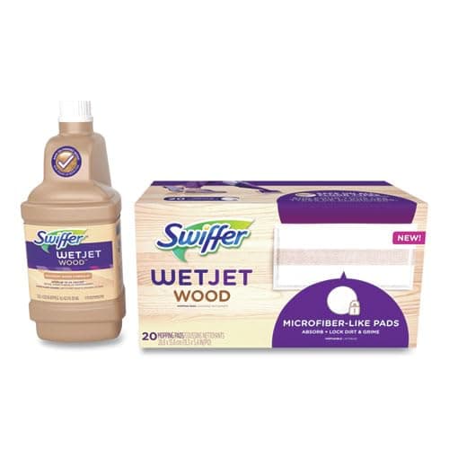 Swiffer WetJet Mops for Floor Cleaning, Hardwood Floor Cleaner, Mopping Refill Bundle, Includes: 20 Pads, 1 Cleaning Solution