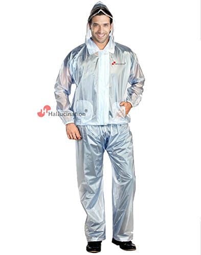 ducklingz Hallucination Bikers Raincoats for Men Made of Highest Quality PVC 100% Waterproof; Riders rain Jacket and Pant Super Soft Durable semi Transparent rain Suit Gear