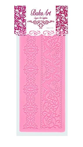 BakeArt Double Silicone Lace Mat, Vines, Cupid Angels & Scrolls Cake Decorating Mold, Decorating Tools for Edible Lace Fondant Mold, Sugar-Lace Cupcake Mat