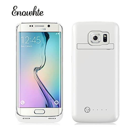 For Samsung Galaxy S6 Edge Battery Case, Jazer Ultra Slim Rechargeable 4200mAh Battery Charger Case External Battery Pack Power Bank Powerstatin Power Reserve Juice Pack Backup Battery For Samsung Galaxy S6 Edge with Kickstand - Audio Jack Input,Micro USB Output - Retail Packaging (White)