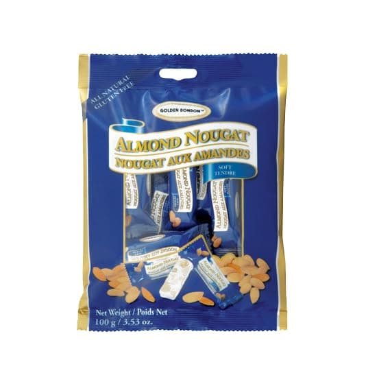 - Italian Soft Almond Nougat Candy, Individually Packed Chewy, Gluten Free Nougat, Full of Almonds, Halal Candy (3.53 Oz, Almond)