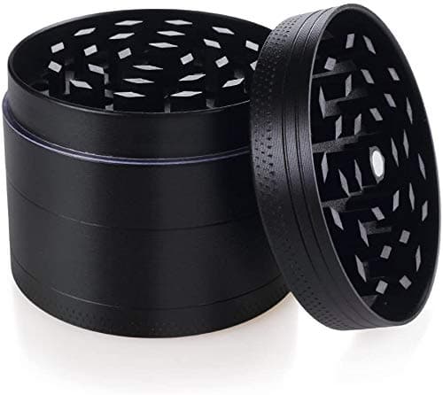 Herb Grinder, 4 Parts 40mm, Zinc Alloy Grinders, Kitchen Grinder, Spice Crusher, Chamber and Pollen Catcher, Premium Grinders, Magnetic Top (4 Part 40mm Black)