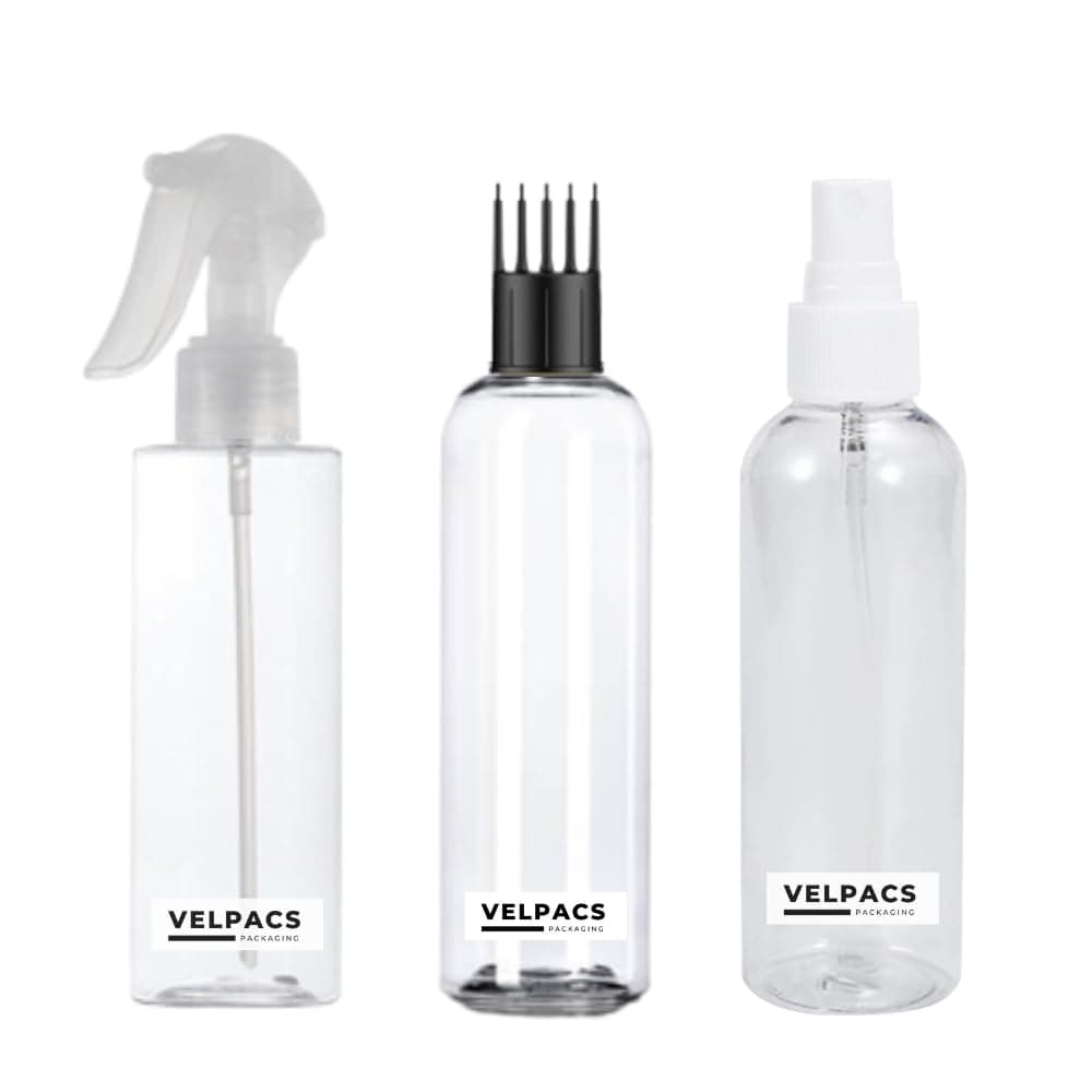 VELPACS PACKAGING 200ml Empty Plastic Bottle for hair application (1 Appicator + 1 Mist Spray+ 1 Trigger Spray) Pack of 3 | Perfect For Rosemary Tea, Perfume, Rosewater, Travel Friendly