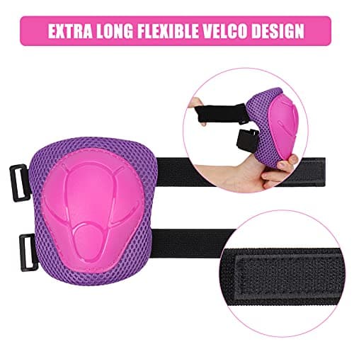 SAMIT Knee Pads for Kids 3-8 Years Boys Girls Protective Gear Set Toddler Knee and Elbow Pads with Wrist Guards 6 in 1 Safety Gear Set for Skating Cycling Bike Rollerblading Scooter Roller Skates