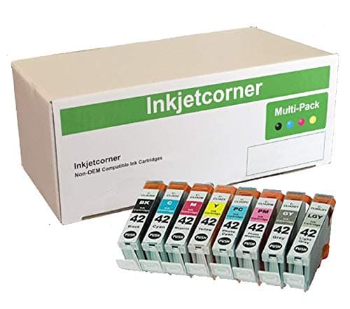 Inkjetcorner Compatible Ink Cartridges Replacement for CLI-42 CLI 42 CL-42 for use with Pro-100 (1 Black, 1 Cyan, 1 Magenta, 1 Yellow, 1 Photo Cyan, 1 Photo Magenta, 1 Gray, 1 Light Gray, 8-Pack)