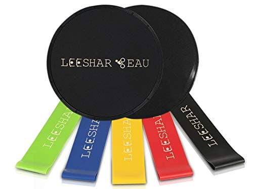 Resistance Loop Bands and Core Sliders Dual Sided Gliding Discs for Hardwood Floors or Carpet 5 Exercise Bands for Legs and Butt Gym Home Workout Carry Bag