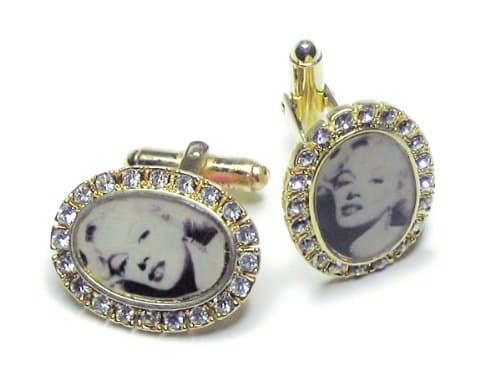 GOLD-Colored Men's Cufflinks. Marilyn Monroe DIAMOND like Cufflinks.