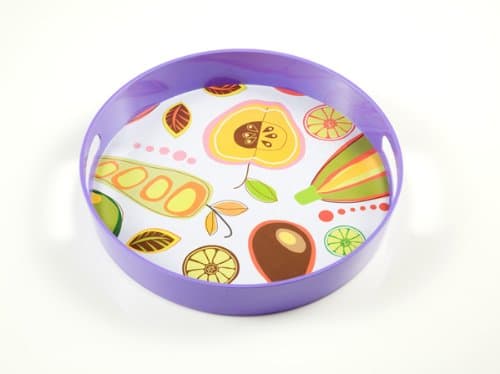BRANDANI OFFICIAL ROUND KITCHEN TRAY FROM FLOW NAIF WHITE WITH PURPLE BOARD MELAMINE 56366