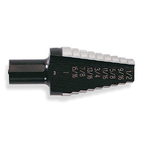 Step Drill Bit, HSS, 8 Sizes, 9/16-1 in.