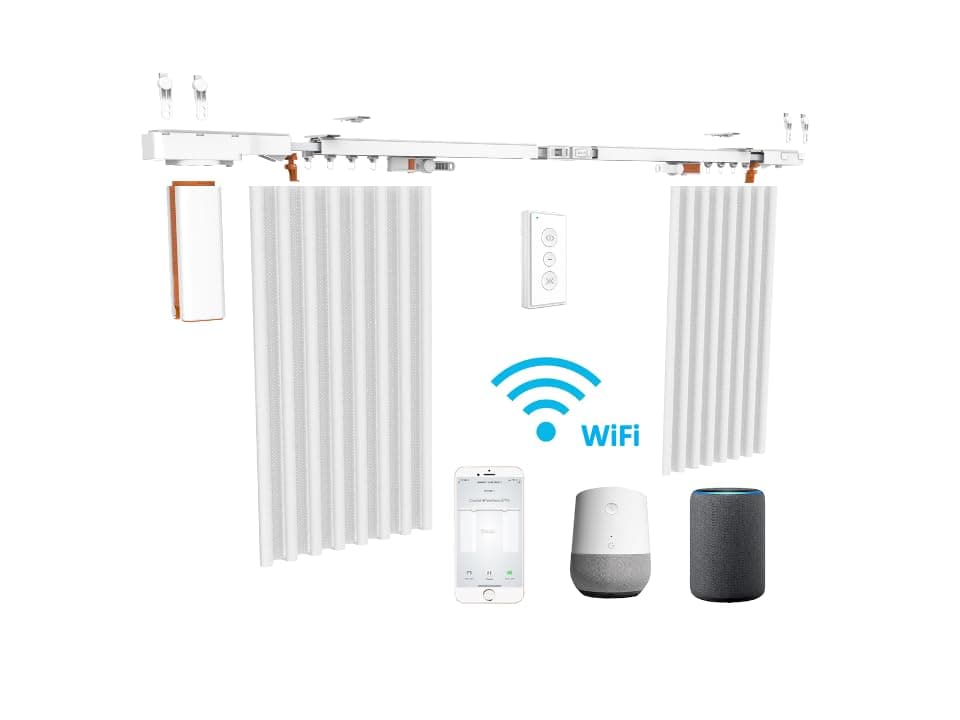 Beltless Smart Curtain, WiFi Control Curtain | Heavy Duty, Compatible with Alexa, Google Home, Adjustable Length, Easy Installation (10 ft rod)