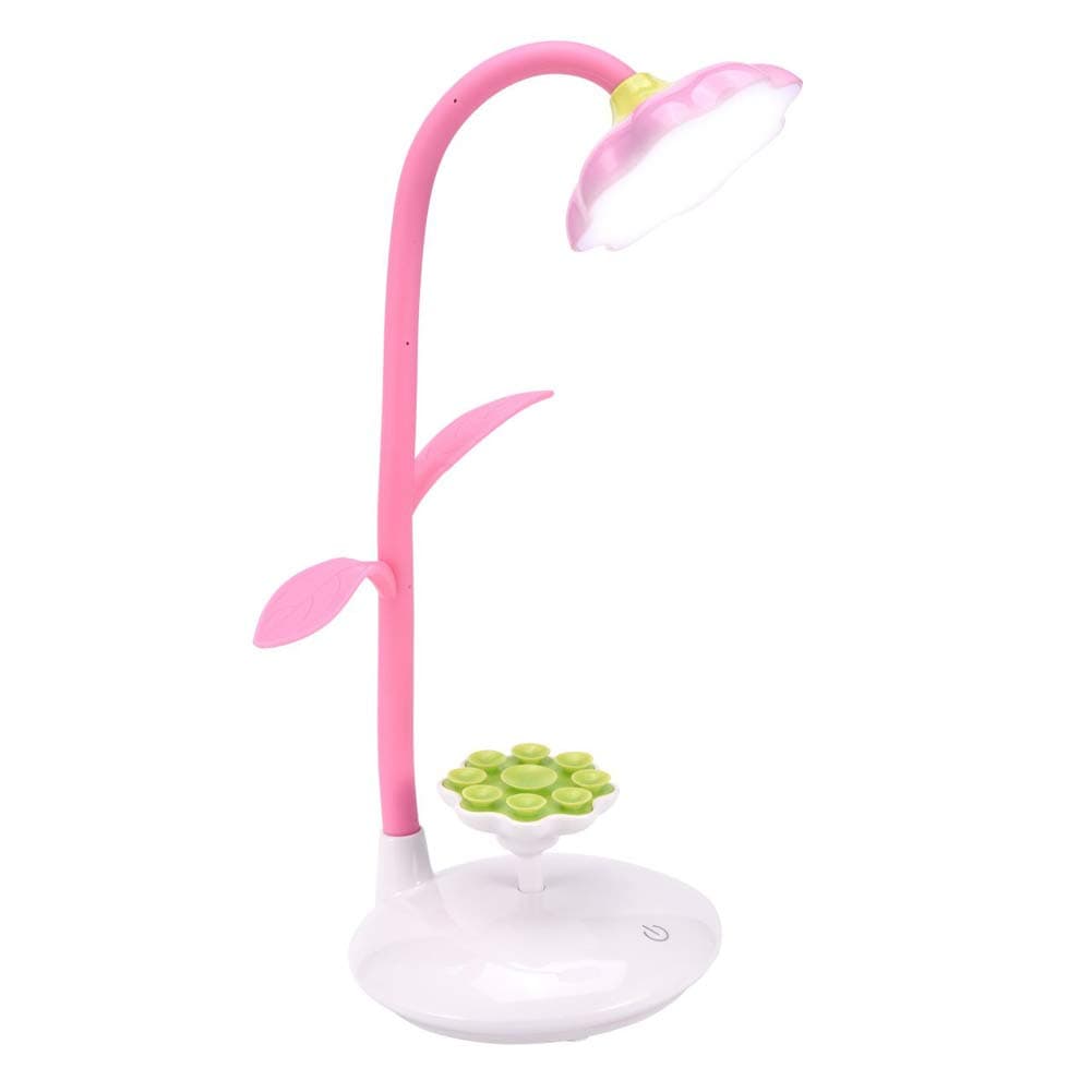 Kid Desk Lamp , HOMREE Table Lamp With USB Charging Port and Sucker Holder Can Charge Phone Touch Control Dimming Flexible Light(Pink+Green)