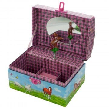 Horse Music Jewelry Box Ideal for Your Little Princess | Music Girls Toys | Musical Jewelry Case Box | Girls Jewelry Box | Music Box with Horse and Farm Design - Pink