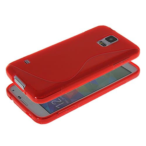 S5 Case, GETLAST [Red] Beautiful Lines Design Silicone Case Soft Gel Cover for Samsung Galaxy S5