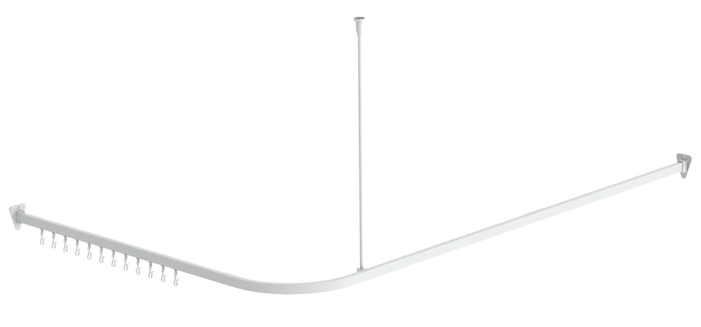 ShowerAuthority Corner Shower Curtain Rod, Track Style, Universal Size, White Finish.
