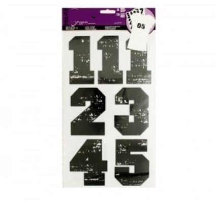 Small 3 inch Tall Black Iron On Numbers 1 - 10 with Distressed Look for T Shirts, Backpacks and Soccer, Softball, or Football Team Jerseys