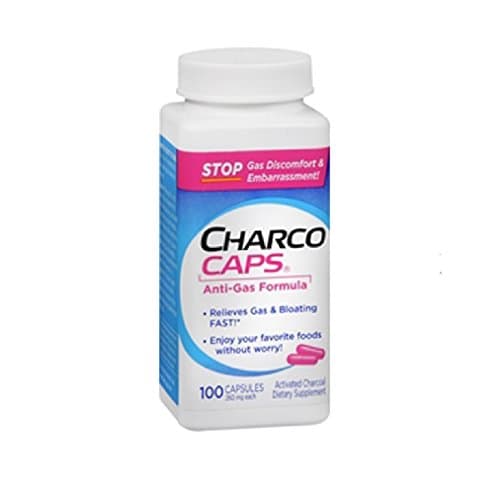 Charcocaps Dietary Supplement Anti-Gas Formula, 100 Count Per Bottle (3 Bottles)