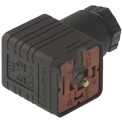 "Lumberg Automation / Hirschmann 932109100 Connector, GDM 3011 J BLACK, Valve, Type A, 3C + Ground, 4.5-11mm Cable (UL)"