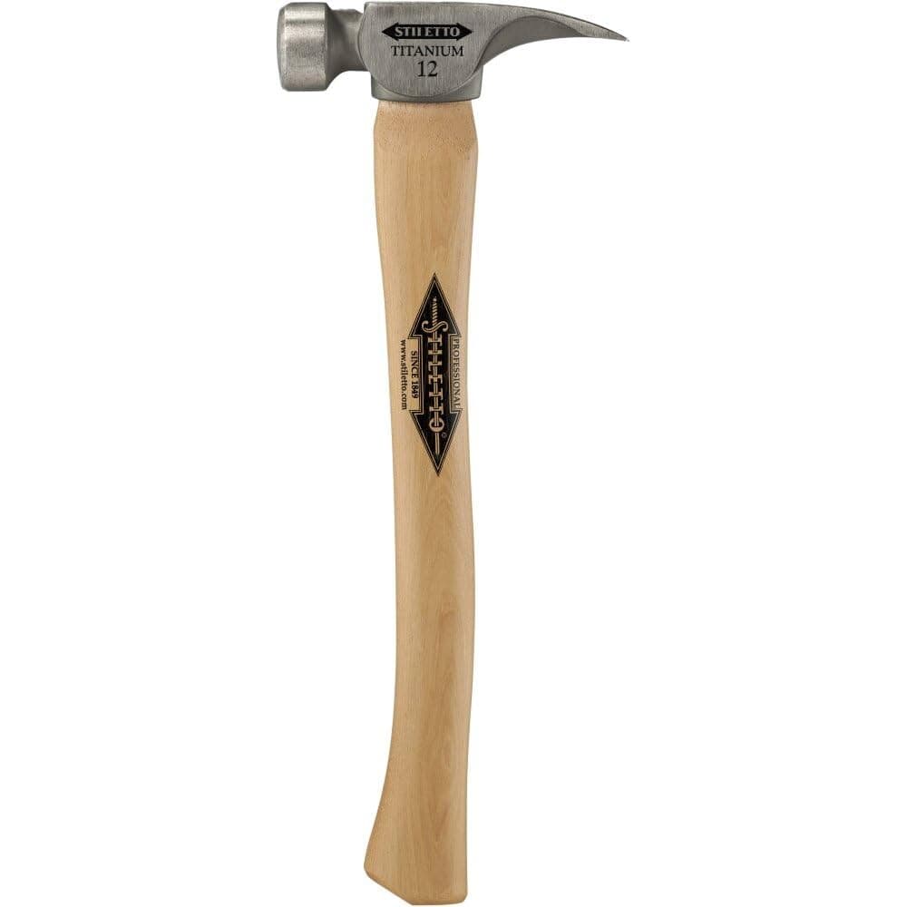 Stiletto Ti12SC Titanium 12 Smooth Face Hammer with a Curved 18" Hickory Handle,Silver