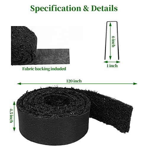 Harmiden Rubber Mulch for Landscaping Recycled Rubber Mulch Mat Roll Black Permanent Edging Border 120” x 4.5”
