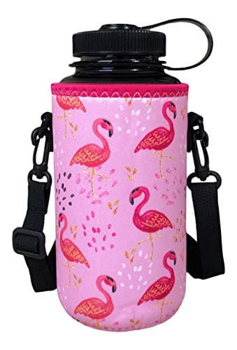 Koverz XL 32-40oz 1200ml Water Bottle Carrier with Shoulder Strap, Water Bottle Insulator - Pink Flamingos