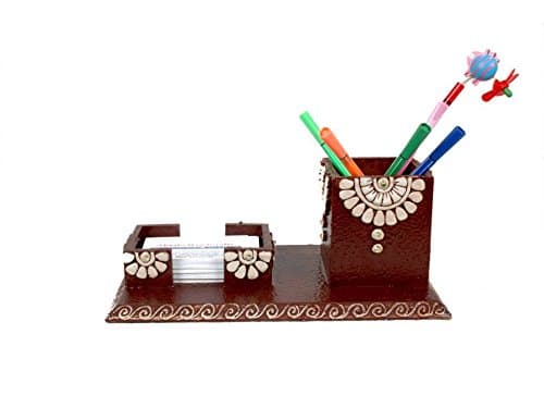 Handmade Paper Mache Pen Pencil Stand with Visiting Card Holder