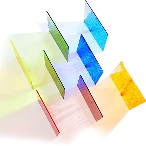 MaxGrain 6x6 inch Rainbow Transparent Textured Stained Glass Sheets Colored Cathedral Glass Packs, 8 Sheets Variety Bright Colors