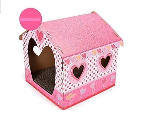 ROYALE CAT Corrugated Paper Scratcher Lounge House Bed with Window Entertainment Rest Dual-Use Cat Toy (35.6 x 36 x 41 cm)