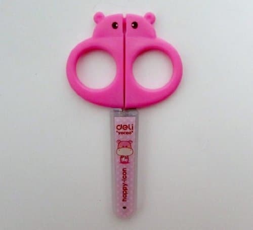 Adorable Hippo Scissors with Plastic Sleeve- Pink