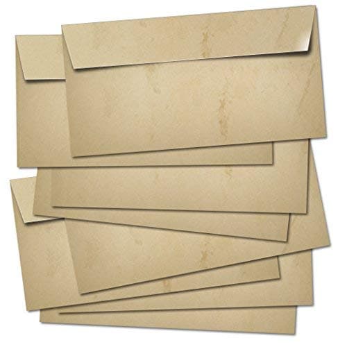 Partycards Envelopes Vintage | 50 Envelopes | Retro Design | 50 Sheets| Beige| Format DIN A4 (8.27 x 11.69 inches)| A4 90gsm | double-sided Printed, suitable for all printers