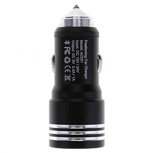 Dual USB Ports Car Charger and Locator Smart Car Finder,3.4A Fast Charge,GPS Car Tracker with Bluetooth Save Parking Location,Car Accessories for iOS Android Cell Phones and Tablets (black)