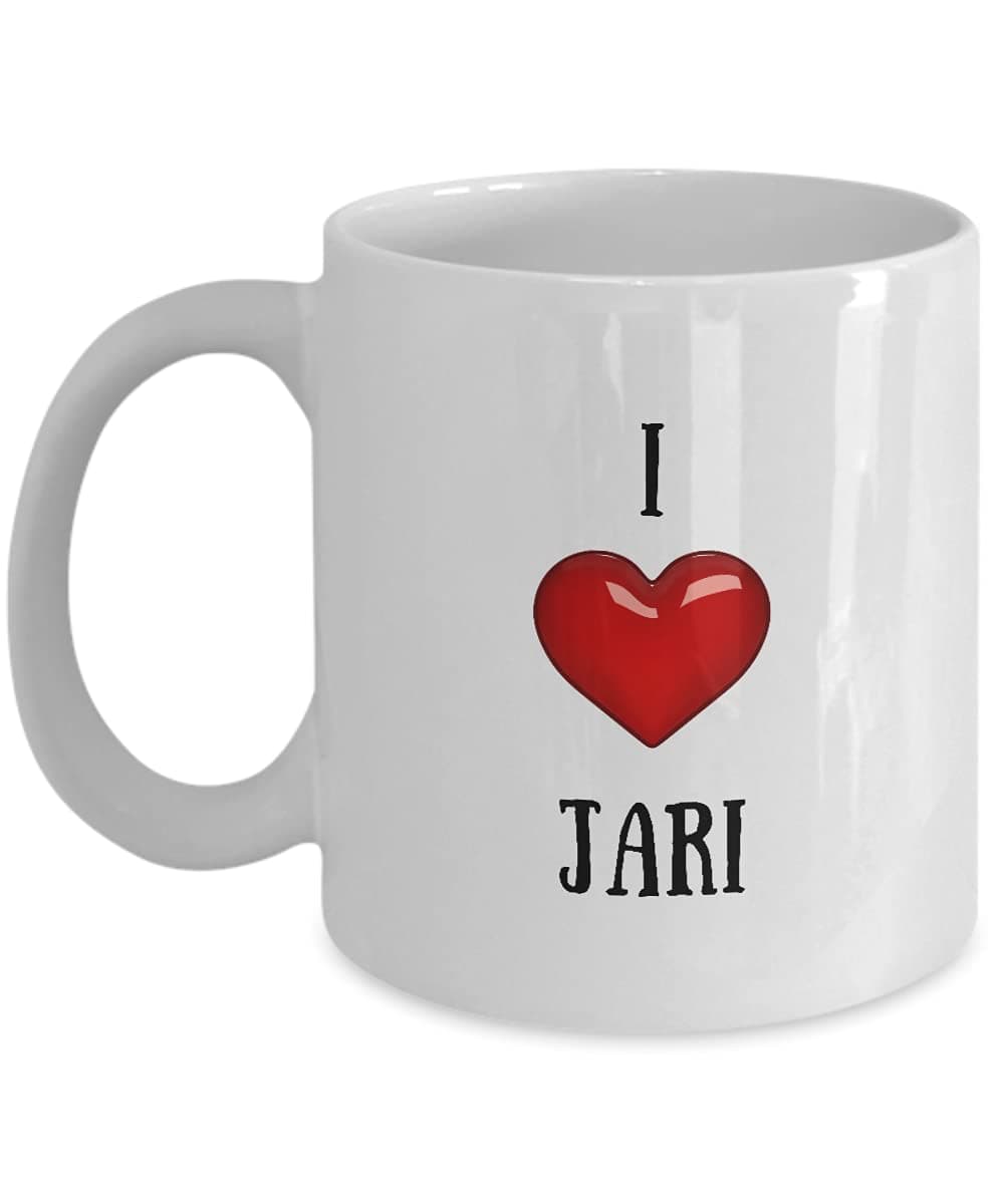 Playful Fox I Love Jari Coffee Mug With Name Jari Mug Birthday Gifts for Jari Cup 11oz PFX42B