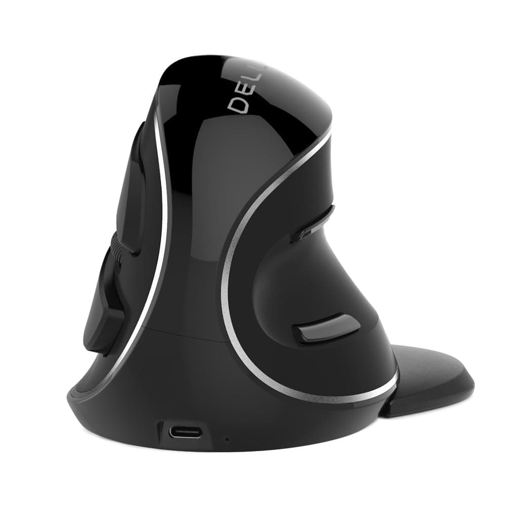 Wireless Ergonomic Vertical Mouse, Rechargeable Ergo Mouse for large Hands, Slient Click, Removable Wrist Rest, Up to 4000 DPI, 6 Buttons,2.4G Dual Mode, Compatible with Laptop/PC (M618PD-Black)