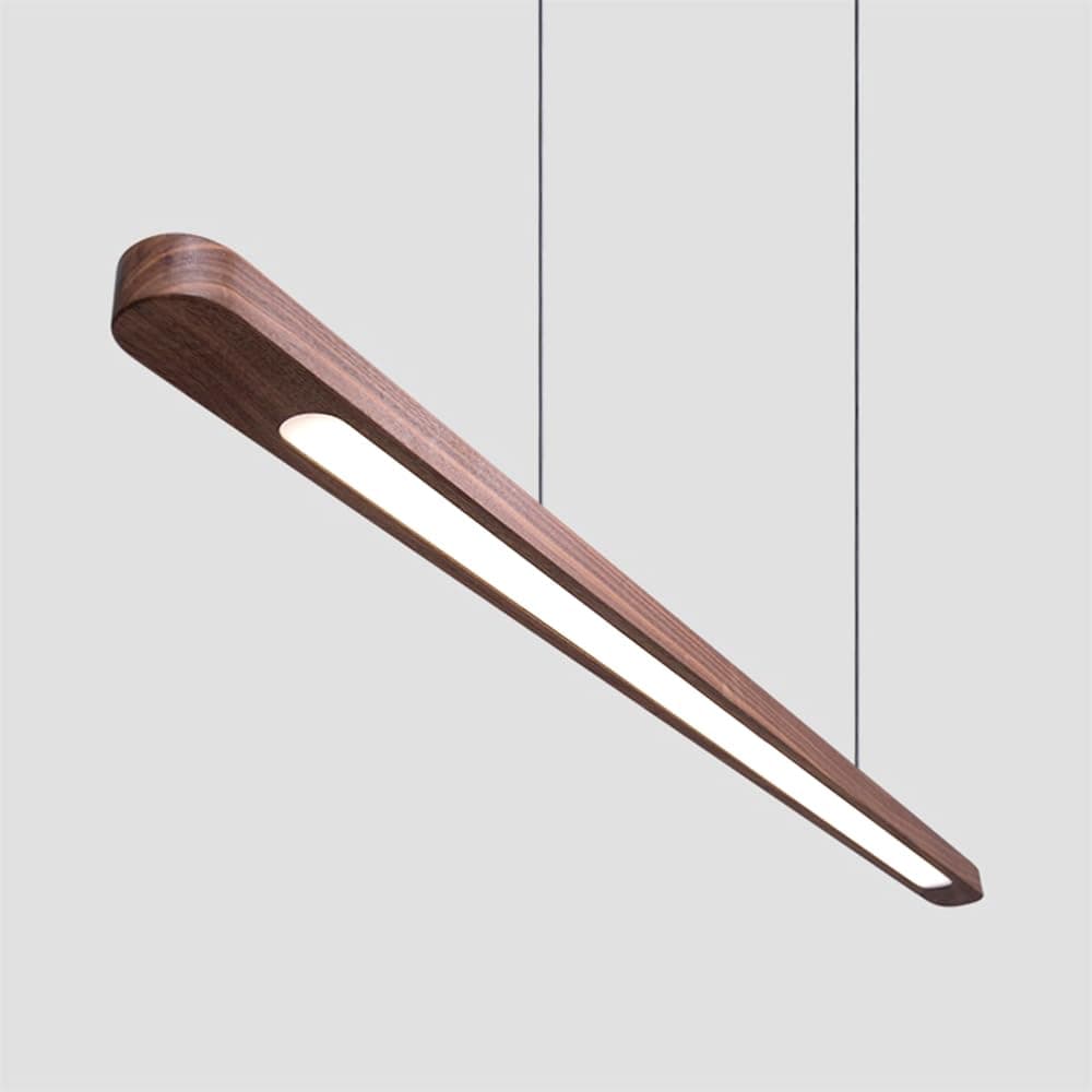 Artica Ultra Slim Linear Wooden Pendant Light Adjustable Hanging Modern Oval
