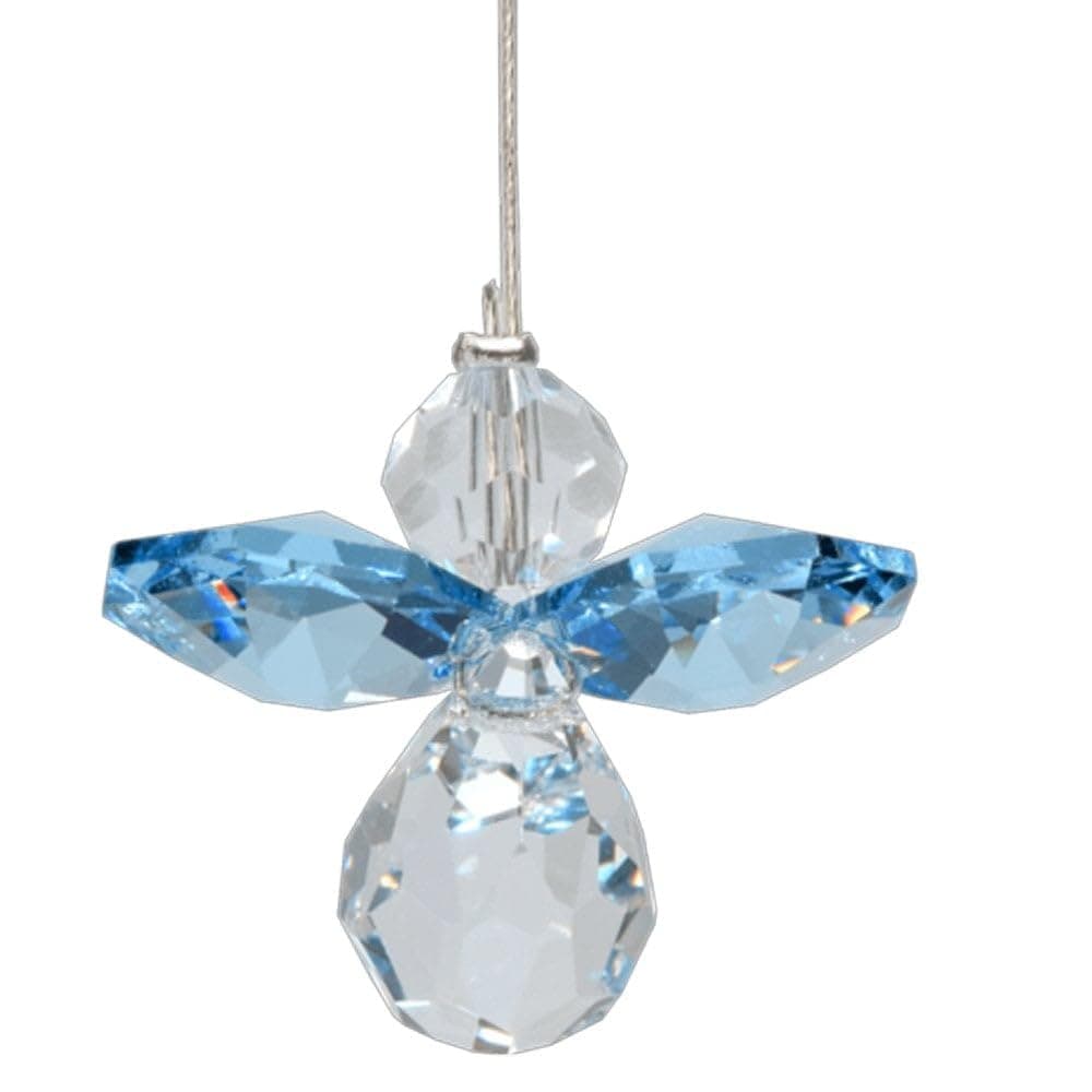 Hanging Crystal Guardian Angel Birthstone Suncatcher MARCH - AQUAMARINE - Embellished with Swarovski Crystals