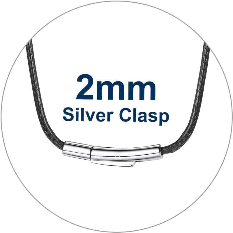 ChainsPro Men Waterproof Braided Leather Necklace Wax Rope Chain, Customize Available, 2/3mm Width, With Snap Clasp, 16”18" 20" 22" 24" 26" 28" 30"-Send Gift Box