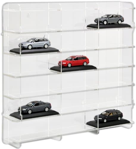 SORA 1/43 Model Car Display Case, Acrylic, Wall Mount, W50.0xH46.0cm, Fits 18 Cars