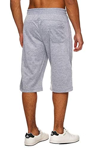 Hidyliu Mens Elastic Waist Drawstring Workout Gym Joggers 3/4 Shorts Summer Casual Sweat Short Pants with Pockets